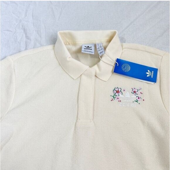 Adidas Originals Embrodiered Soft & Cozy Cream Polo Dress - Picture 2 of 3